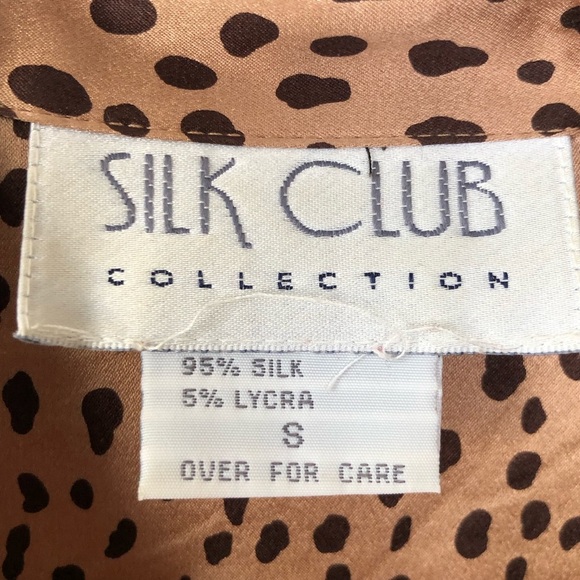 Vintage Silk Animal Print Leopard button down long sleeve blouse S - Picture 7 of 9